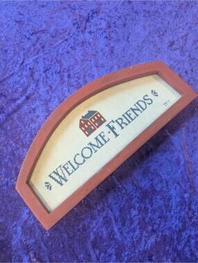 Welcome Friends Decorative Wall Plaque with House Motif